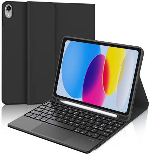 Tastiera per iPad A16 11/10 Generazione (2025/2022) con Touchpad, Cover con Tastiera per iPad 11 Gen 11 Pollici/10 Gen 10.9 Pollici, Bluetooth Magnetica QWERTY Keyboard, Custodia con Portapenna, Nero