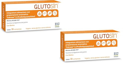 GLUTOSIN® Integratore Alimentare Intolleranza Glutine - 60 Compresse | Preparazione enzimatica Tolerase® G e Biotina, Favorisce la Digestione del Glutine