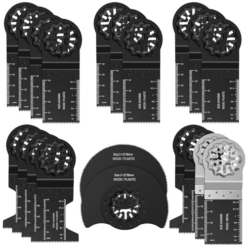 20pcs Multitool Blade Kits Cutting Oscillating Tool Accessories Universal Multi Tools Blade Quick Release Tool Kits,Oscillating Saw Blades Set,for Wood