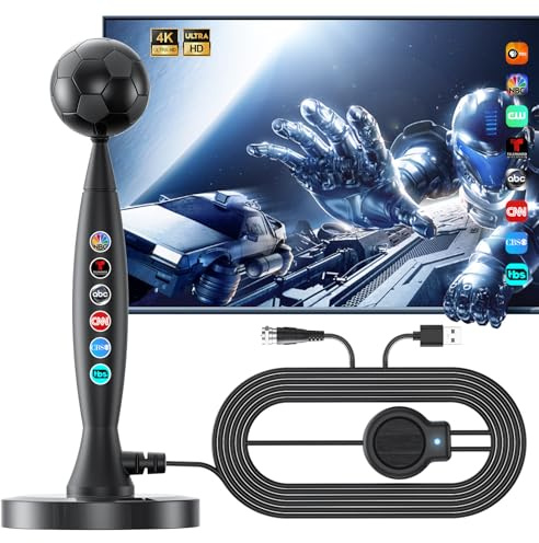 2026 TV Antenna for Smart TV, Digital HD TV Antenna Indoor with Signal Amplifier, 1800+ Miles Range 4K1080P with Magnetic Base for Local Channels, Long Range Reception, Easy Installation