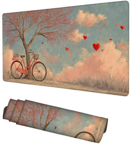 Alfombrilla Ratón Bicicleta Mouse Pad 1200x600x3mm Alfombrilla Gaming Árboles Desk Mat, Protector Escritorio, Accesorios Gaming, Mejora Precisión y Velocidad, para PC Gamer, Portátil, Oficina, f-500
