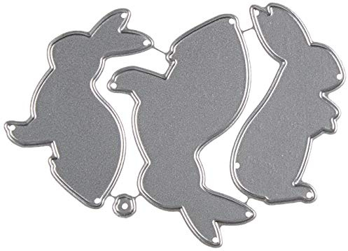 Rayher Stanzschablone: Easter Bunnies, 9,7x4,6cm, 4 Stück, Stahl, Silber, 10 x 10 x 0.1 cm