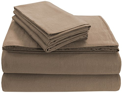 Tribeca Living FL170EDPCSTCAS Soft 170-GSM Cotton Flannel Pillowcases,Cashmere,Standard
