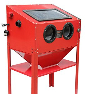 Varan Motors NESB-16D Sandstrahlkabine, Sandstrahler, Profi Sandstrahlkabine mit Sicherheitshandschuhen 220 Liter inkl. Zubehör