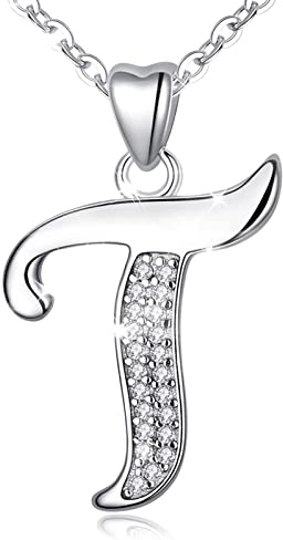 AEONSLOVE Damen Buchstaben Kette Namen Silber Halskette Buchstabe Mit Buchstabenanhänger Brief des Alphabets Initialen Kettenanhänger Schmuck Geschenk für Mädchen