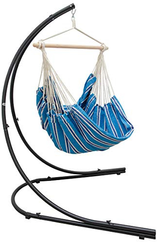 AMANKA XXL Hängesessel mit Gestell - Hängestuhl 185x130cm mit 210cm Metall Ständer für Garten - Großer Outdoor & Indoor Hängesitz für Erwachsene - Metallgestell Wetterfest für Balkon und Terrasse