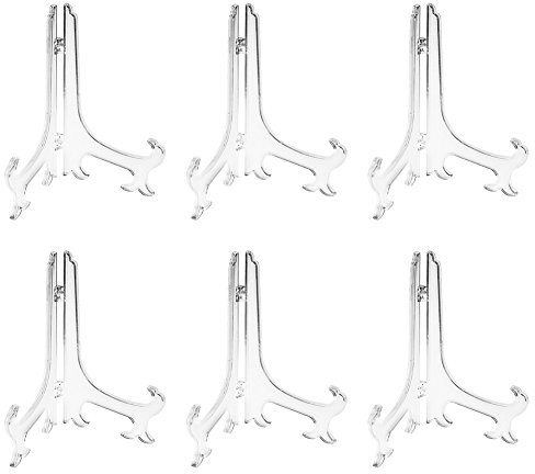 Tincogo 8 Zoll klar Kunststoff Staffeleien Tellerständer Tellerhalter Telleraufsteller klappbar,Aufsteller Ständer für Präsentation von Sammelteller Schalenständer, Bücher, Teller, DVD,Bild 6 Stück