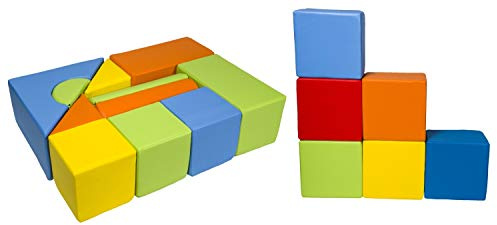Velinda Completo 17 Grandi Mattoni,Blocchi,cubi in Schiuma Gioco Bambino, Scuola Materna (Colore: mix1)