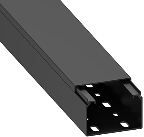 Cablecoach Habengut CC10113 Kabelkanal (mit Montagelochung im Boden) 40x60 mm aus PVC, Farbe: Schwarz, Länge 1 m
