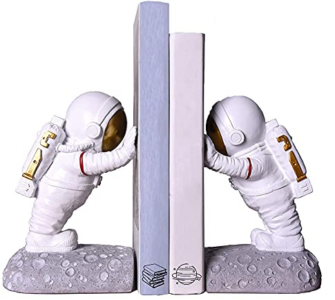 Joyvano Astronauten Dekorative Buchstütze - Buchstützen für Büro Regale, Buchhalter Bücher, Moderne schwere Bücher Halter, Buchstopper