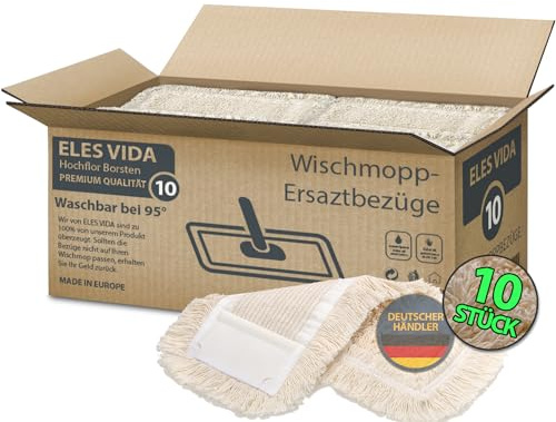 10 Stück Premium Wischmopbezug Ersatzbezug Set Baumwolle für 40 cm Wischmop | Klapphalter MADE IN EUROPE, Bodenwischer Mop für Bodenbeläge wie Laminat Echtholzböden Dielen Putzlappen, Parkett Schrubber