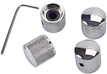 Alnicov Gitarren-Geschwindigkeitsregler Metall Volume Tone Dome Tone Knöpfe mit Inbusschlüsseln Schraubensatz für E-Gitarren-Bass, Chrom 4er Pack