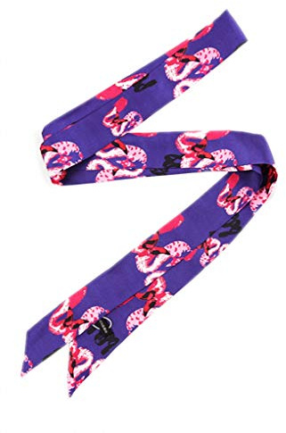 Prettystern 200cm Schmal 2-lagig Satin Seide Damen Krawatten-Schal Halstuch Violett Seiden-schal - Rosa Flamingos