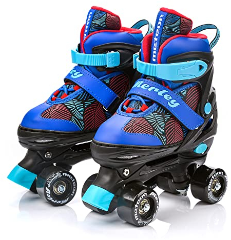 meteor Retro Rollschuhe Disco Roll Skate wie in den 80er Jahren Jugend Roll-Schuhe Kinder Quad Skate 5 Verschiedene Farbvarianten Inline-Skates Einstellbare Größe des Schuhs