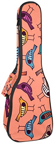 Ukulele väska fågel handritat mönster ukulele fodral för Sopran Tenor konsert 23 tum 10 mm tjock mjuk vadderad justerbara remmar spelväska