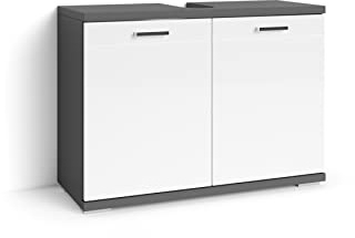 byLIVING Waschtischunterschrank Nebraska, 2-türig, B 80, H 59, T 31,5 cm | Anthrazit matt, Hochglanz Weiß