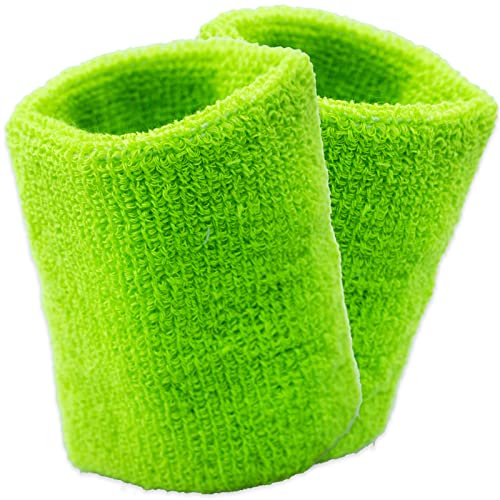 2 Pièces Bandeaux de Poignet élastiques en éponge Serre-Poignets Bracelets Poignet pour Sports Coloré Sport Poignet Bandeau de Transpiration en Sport pour Gym Running Tennis Basketball(Vert)
