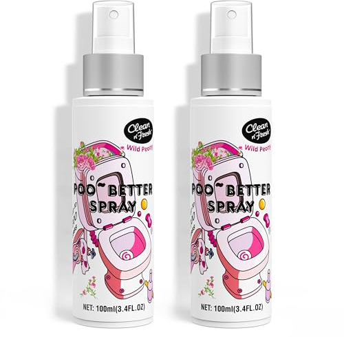 Clean-n-Fresh Toilet Spray, Wild Peony Scent, Bathroom Odor Eliminator & Air Freshener For Room, Trash Cans, Shoes, Fabrics, 3.4 Fl Oz(2 Pack)