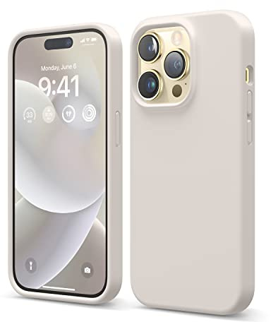 elago Silikon Hülle für iPhone 14 Pro | Premium Silikon, Ganzkörperschutz - 4 Schichten stoßfeste Handyhülle, kratzfestes weiches Mikrofaserfutte (Taupe)