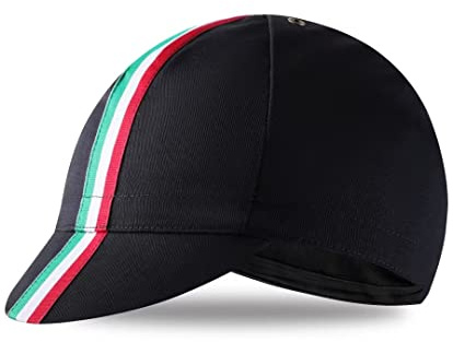 Bikingbros svart cykelmössa – bomull cykelhatt under hjälm – cykelhjälmfoder andas & svettupptag en storlek, Italiensk flagga, one size