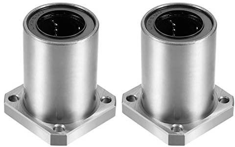 HIPICCO Linear Ball Bearings, LMK25UU 25mm Square Flange, Double Side Rubber Sealed, Carbon Steel, Black, 2 Pack