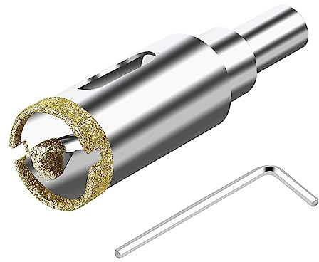 ASNOMY Sierra perforadora de diamante de 22 mm con broca piloto, Cristal Broca Sierra Perforación de punta de diamante con broca guía para vidrio, cerámica, mármol, porcelana, azulejos