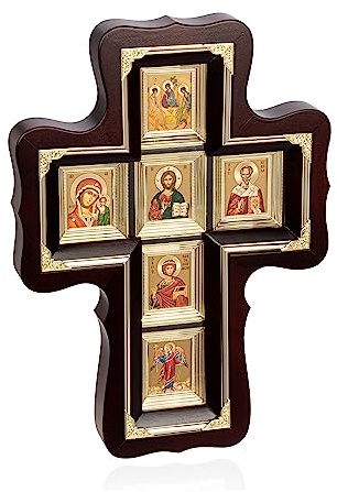NKlaus Hausaltar christliche Ikone Glas, Braun, 38x27cm; 38x27x3cm, 1 Stück | Kreuz; B072K5MWSL; B09BBG6C34; B0C7ZVZ8XC; B0C7ZWPDK2; B0CC6G32H6