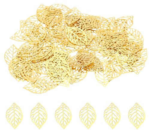 PATIKIL 100pz Pendenti a Foglia 23mm Perline Foglie Albero Metallo ORO | Stile 1, per Creazione Gioielli Braccialetti Collane, Maglia con Ciondolo Foglie Sfuse