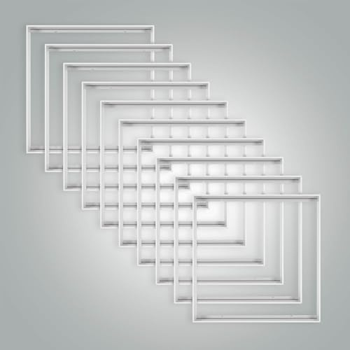 10x Aluminium Rahmen 62,5x62,5cm weiß extra hoch für Aufbau-Montage eines Back-Light LED Panel 62x62cm Rasterleuchte Einlegeleuchte Deckenleuchte L625xB625xH68mm