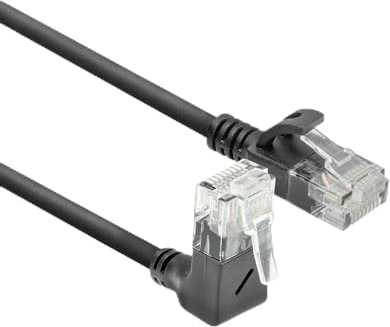 ACT Cavo di rete CAT6A ad angolo di 90° verso l'alto, U/UTP LSZH, sottile 3,6 mm, cavo Ethernet flessibile con connettore RJ45, per l'uso in data center, 1 metro, verso l'alto DC4901