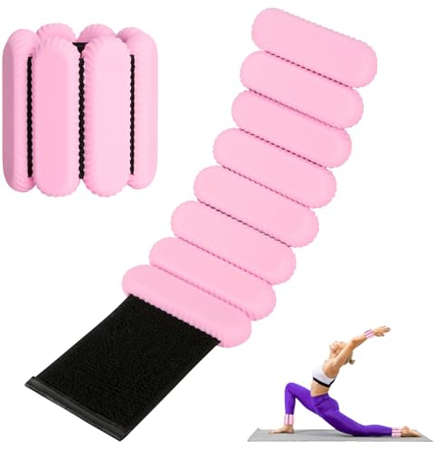 Wrist Ankle Weights for Women, Adjustable Ankle Weights Strength Training Silicone Bracelets Workout Wrist Ankle Weights for Men Women Yoga Running Dance Ankle Arm Leg Weights (2lb) (Pink)