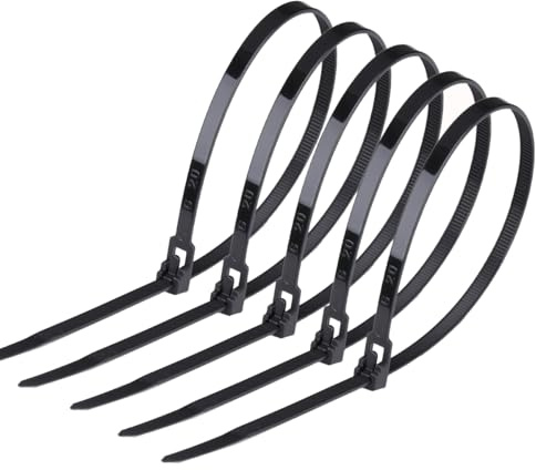 Rluobo 100 Stück Kabelbinder Wiederverschließbar, 200mm x 4,8 mm, UV Beständig, Schwarz Set für Kabelmanagement, Gartenarbeit, im Büro, Wohnen und Werkstätten