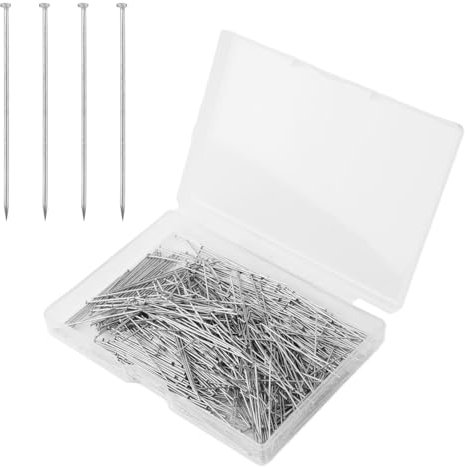 600st Feine Gerade Pins, 3,6cm Stecknadeln mit flachem Kopf Metall Wiederverwendbar Satinnadeln Perlennadeln für Ohrringanhänger Schmuckherstellung Basteln Nähen