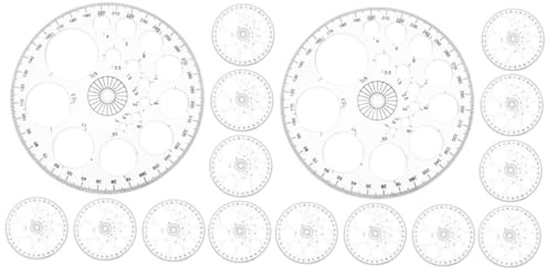 DIYEAH 2 Set Goniometro A Cerchio Completo Strumento Goniometro Strumento Di Disegno Del Cerchio Creativo Rotondo Goniometri Da Ufficio P.s Transparent 8 Pezzi * 2
