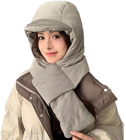 Wintermütze Winddicht Kapuzenschal Damen Nackenwärmer Schal Mütze Skimaske Gesichtsmaske Warme Thermo Motorradmasken Halswärmer für Fahrrad Snowboard Wintersport