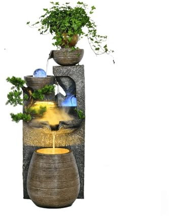 Fontana da tavolo Zen rilassante Decorazione della fontana d'acqua, Decorazione del pavimento dell'acqua circolante for interni del soggiorno, Paesaggio del balcone del cortile Paesaggio della fontana