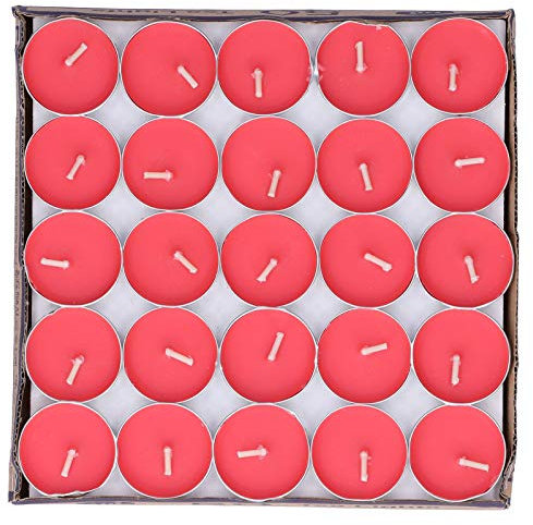 Set di 50 candeline votive rosse Tealight Amore romantico Candele tealight non profumate Mini candele tealight per emergenze, cene, feste, matrimoni in chiesa