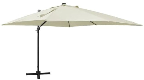 ShGaxin Ampelschirm mit Mast, Balkon Sonnenschirm, Marktschirm, Garten, Balkon Schirm, Sonnen Schirme, Balkonschirm, und Leuchten Sandfarben 300 cm