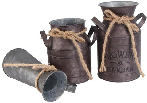 Cabilock 3pièces Lot de Seaux à Fleurs Fer Style Rural Rétro Pots Décoratifs Forme De Pot à Lait pour Maison Jardin Salon Couleur Aléatoire