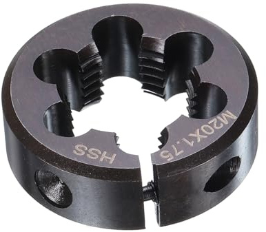 sourcing map Runde Schneideisen M20 x 1,75, metrisches Gewinde, 38 mm Außendurchmesser, verstellbar, rechts, Hochgeschwindigkeitsstahl (HSS), runde Schneideisen für Gewindereparatur