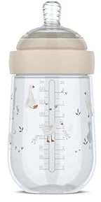 Mepal - Babyflasche Mio Little Dutch - Transparente Kappe zur Aufbewahrung - Anti-Kolik Babyflaschen - Spiralförmiges Design verhindert Verstopfungen - Medizinisches Silikon - 240 ml - Little Goose