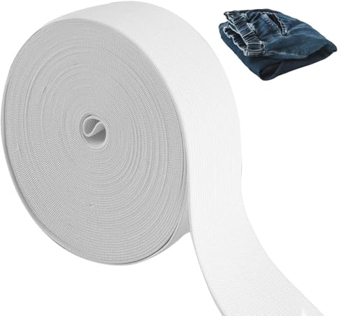 10 metros de goma elástica para costura, 40 mm de ancho, cinta elástica fuerte para coser, bandas elásticas para pantalones, accesorios de costura para el hogar, manualidades, telas (blanco)