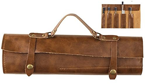 Wudaizhi Bolsa De Almacenamiento De Cuchillos De Cocina, Bolsa De Cuero Portátil para Cuchillos De Chef, Rollo De Cuchillos, Estuche Profesional para Cuchillos De Chef, Accesorio para Chefs