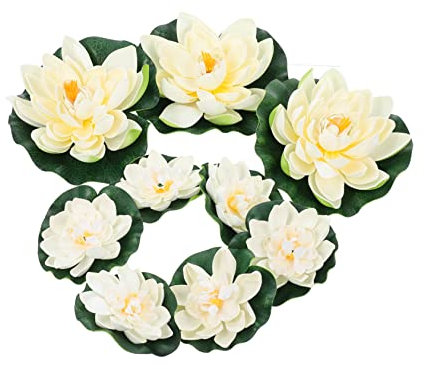 Generisch 1 Satz Seerose Künstliche Blumen Der Hortensie Gefälscht Blumen Künstlich Anlage Kunstpflanze Kunstplflanze Künstliche Pflanzen Künstliche Teichpflanze Lotus-Ornament Eva Weiß 9st