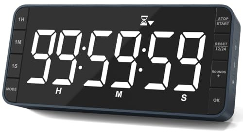 MeesMeek 19,8cm Große Digitale Küchenuhr: Magnetischer USB-C Timer mit Netzadapter, 99 Runden Intervall & Pomodoro für Klassenzimmer, Fitness & Kochen, Rote Ziffern-Warnung | Wiederaufladbarer USB-C Timer mit 5 Klingeltönen, 99-Stunden Countdown, Intervall Modus und Uhr