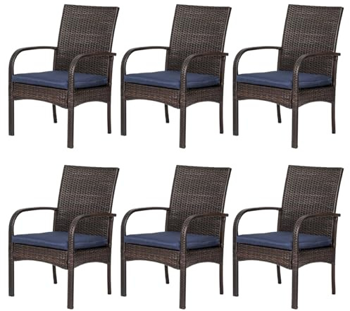 SAILARY Outdoor Wicker Rattan Chairs Patio Furniture Sets with Cushions, 350lbs Capacity, All-Weather Rattan Sofa Set for Garden, Porch, Backyard, 6PCS, Brown