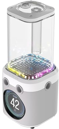 CORSAIR iCUE LINK XD6 RGB Elite LCD-Pumpen-/Behältereinheit – FlowDrive Max-Pumpe, 480x480 IPS-LCD-Bildschirm, Integrierter Temperatursensor, 22 Adressierbare RGB-LEDs – Weiß