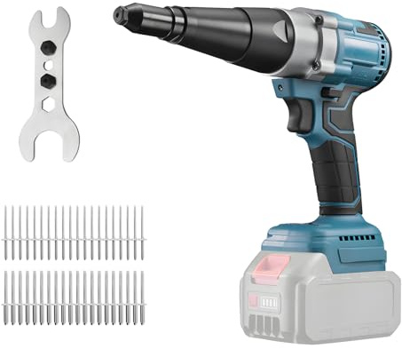TALOEYH - Akku Nietzange Kompatibel für Makita 18V Akku, 20,000N Nietpistole Bürstenlose Automatischer Elektrische Popnietenzange, für Ø3,2-4,8mm Blindnieten (Ohne Batterien)