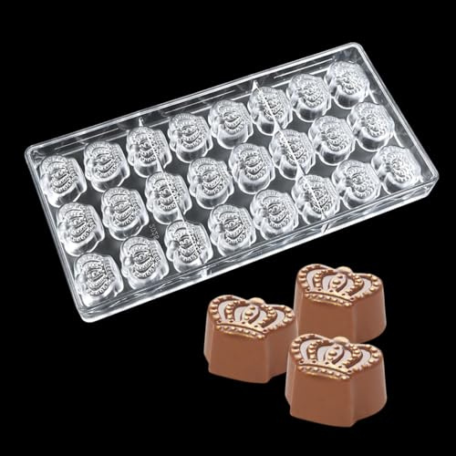 TUKE Schokoladenform aus Polycarbonat, 24 Mulden, Kronenform, Keks- & Süßigkeitenformen, lebensmittelechter Kunststoff für Schokoladenherstellung, Backen, DIY-Leckereien – wiederverwendbar, langlebig