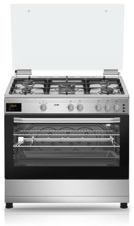 Svan Cocina Gas Butano 5 Zonas de Cocción, Horno 96 L, Inox SKGW5902X. Control Manual, Quemador WOK triple llama, 2 Programas de Cocción, Cristal en Puerta de Doble Capa, Tapa Abatible